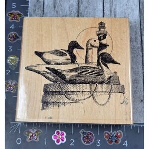 Impression Obsession Three Decoys H1040 Ducks Lighthouse Rubber Stamp Wood #H15